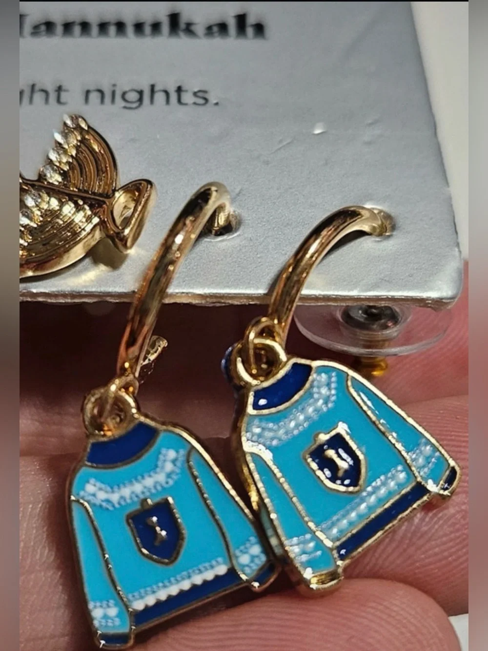 BAUBLEBAR SET 3 Pair Earrings Jewish Hanukkah Sweaters Menorahs & Latkes NEW NWT
